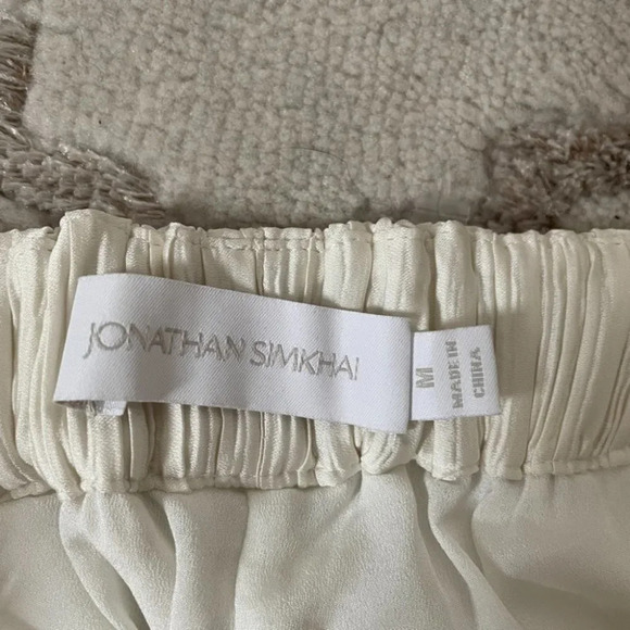 Jonathan Simkhai Tessy Pleats Pants Pleated White Size Medium - Picture 10 of 11